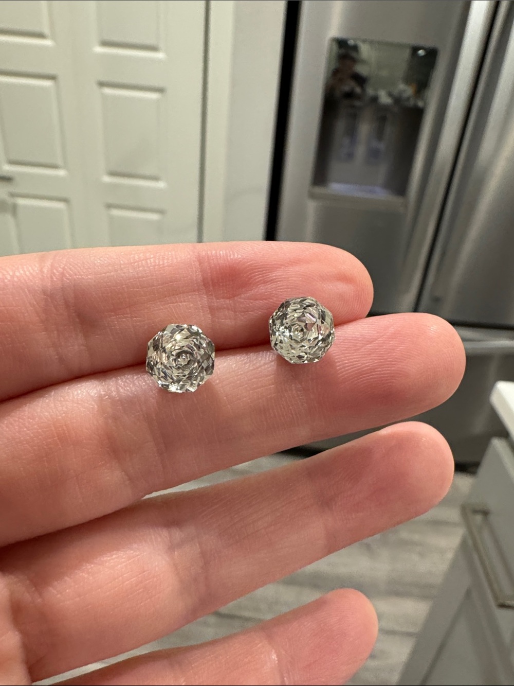 Rose Cut CZ Solitaire Sparkling Stud Earrings Silver Tone Flower Earrings